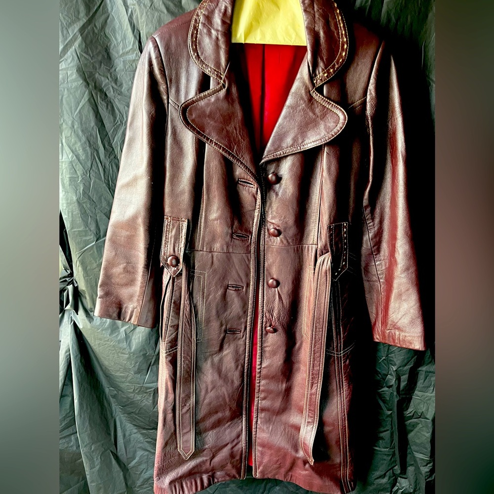 Vintage Leathercraft Process of America Long Leather Jacket size 14